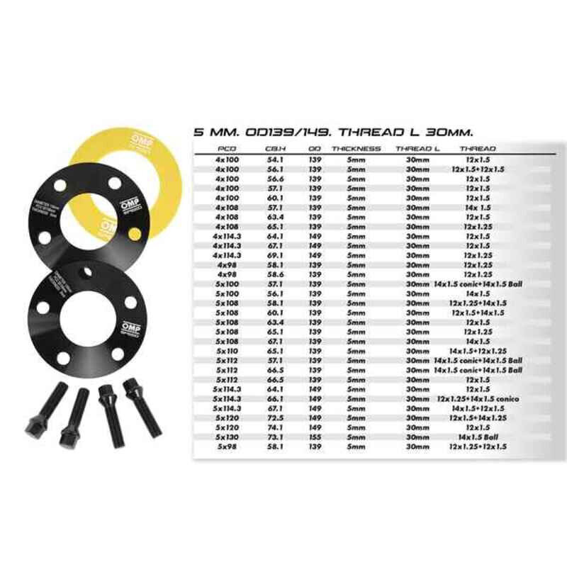 Eraldaja komplekt OMP 5x108 65,1 M12 x 1,25 5 mm hind ja info | Lisaseadmed | kaup24.ee