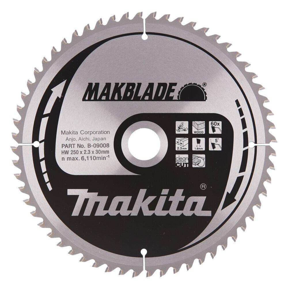 T.C.T saeketas 250 x 2.3 x 30 mm 5° T60 B-09008 Makita hind ja info | Käsitööriistad | kaup24.ee