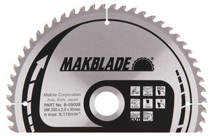 Пильный диск Makita B-09008 TCT MAKBLADE, 250х2.3х30 мм, 5 ° T60  цена и информация | Механические инструменты | kaup24.ee