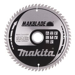 Пильный диск Makita B-09058 TCT MAKBLADE, 216х2х30 мм, 5° T60  цена и информация | Механические инструменты | kaup24.ee
