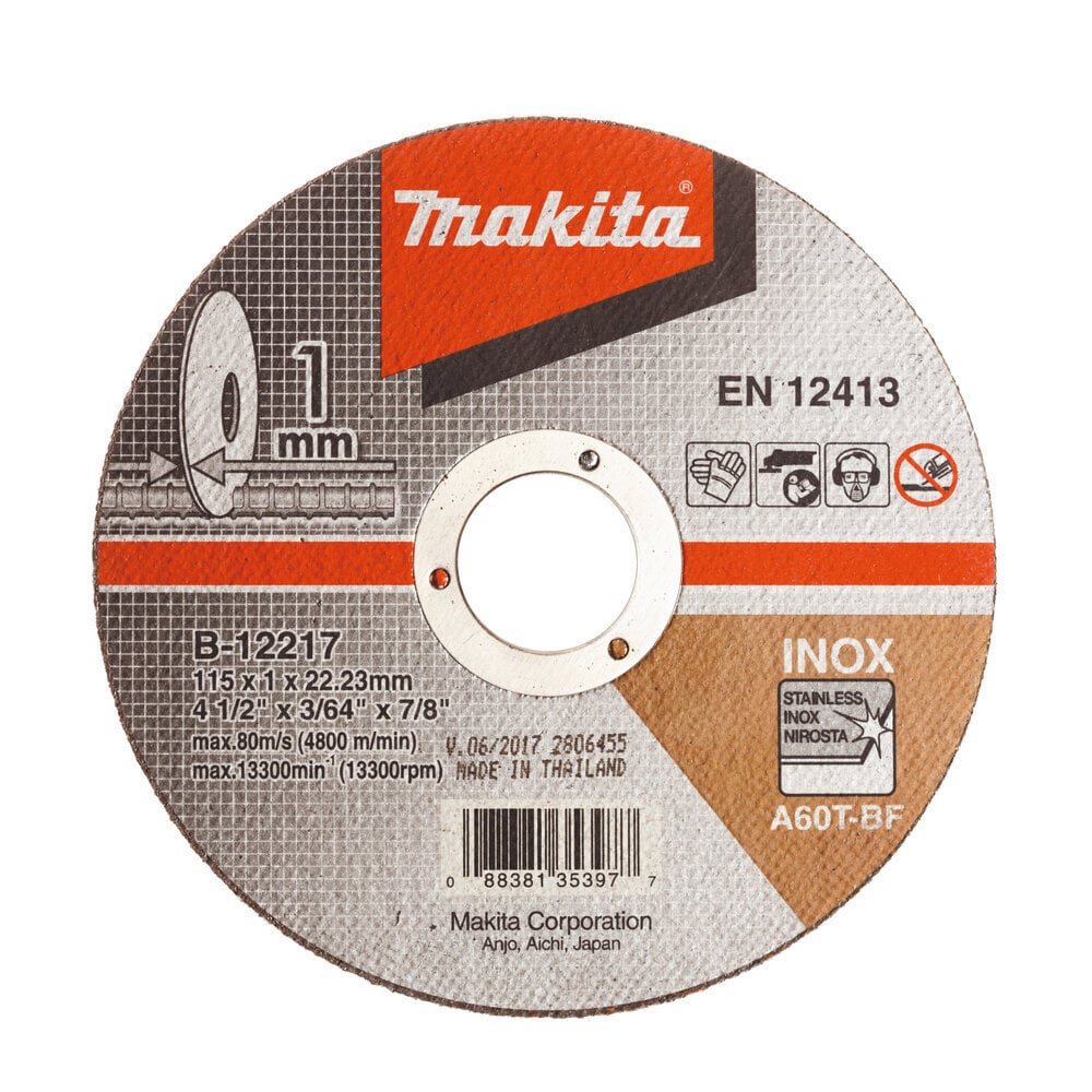Lõikeketas 115 x 1 mm RST/ metall B-12217 Makita цена и информация | Käsitööriistad | kaup24.ee