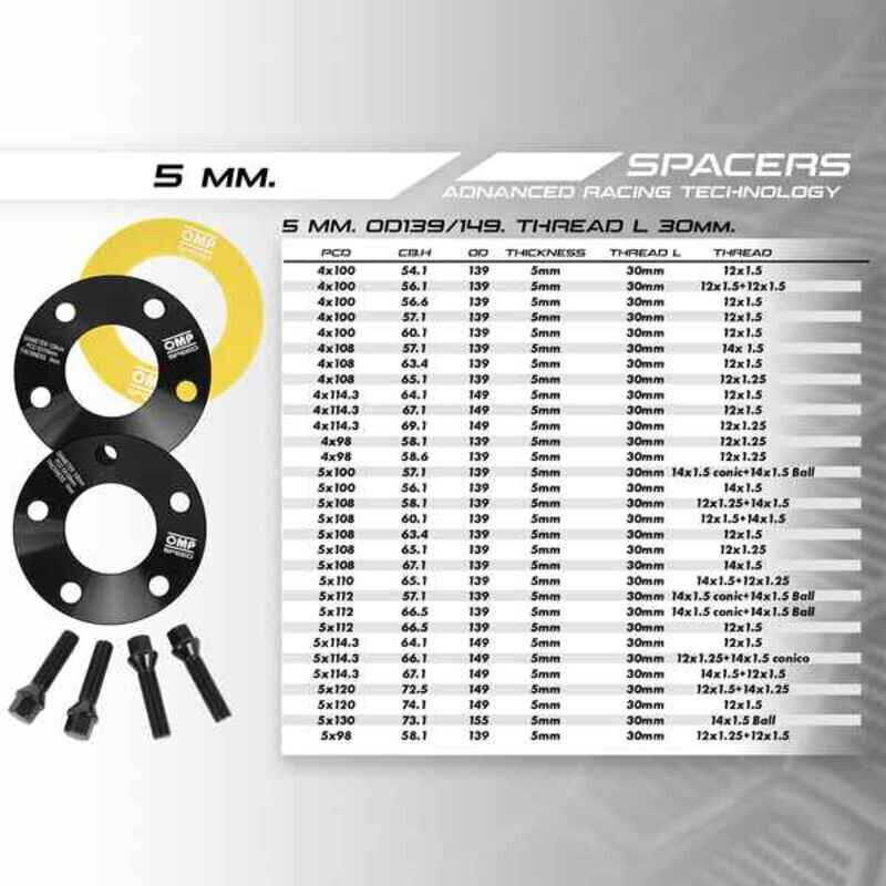 Eraldaja komplekt OMP 4x100 54,1 M12 x 1,5 5 mm hind ja info | Lisaseadmed | kaup24.ee