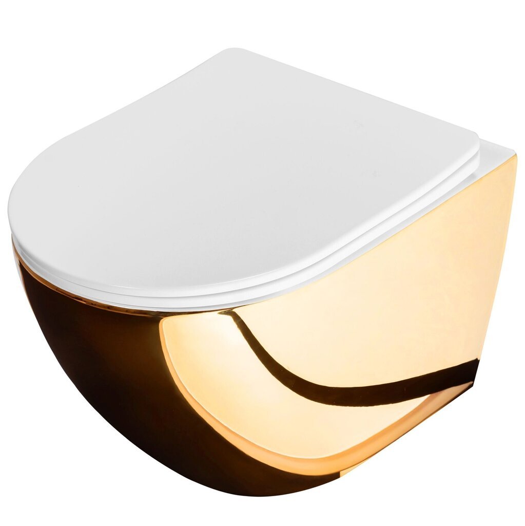 WC-pott REA Carlo Flat Mini, Gold/White hind ja info | WС-potid | kaup24.ee