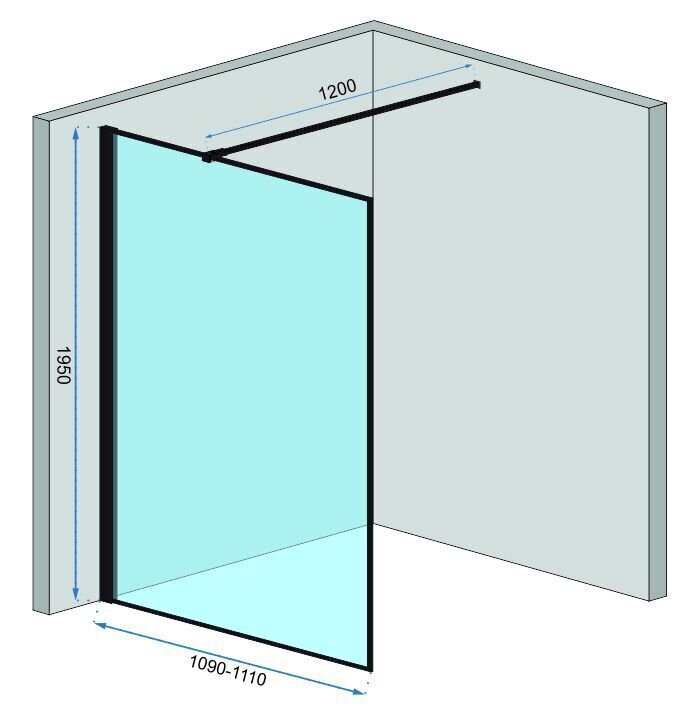 Dušisein REA Bler Evo koos riiuli/nagiga, Black Mat, 70, 80, 90, 100, 110, 120 x195cm hind ja info | Dušikabiinide uksed ja seinad | kaup24.ee