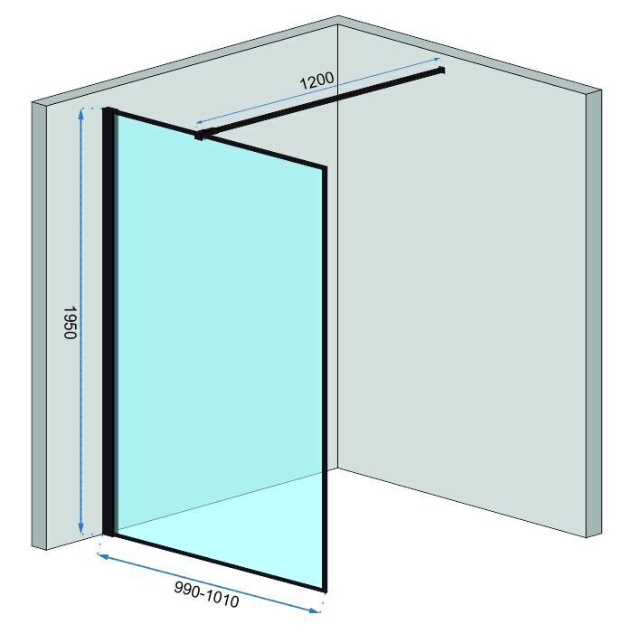 Dušisein REA Bler Evo koos riiuli/nagiga, Black Mat, 70, 80, 90, 100, 110, 120 x195cm hind ja info | Dušikabiinide uksed ja seinad | kaup24.ee