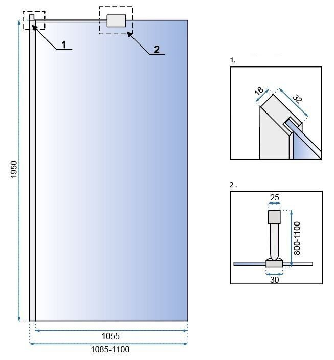 Dušisein REA Aero N Evo koos riiuli/nagiga, 80,90,100,110,120 x195cm цена и информация | Dušikabiinide uksed ja seinad | kaup24.ee