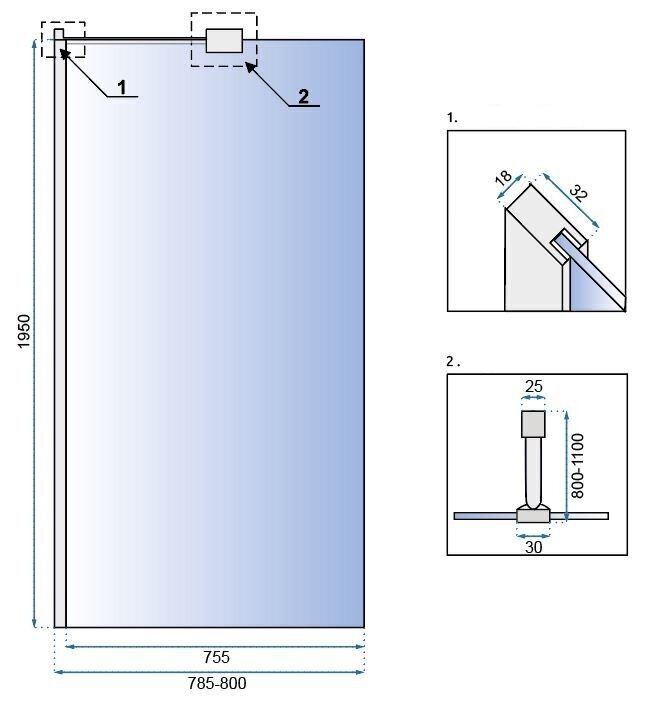 Dušisein REA Aero N Evo koos riiuli/nagiga, 80,90,100,110,120 x195cm цена и информация | Dušikabiinide uksed ja seinad | kaup24.ee