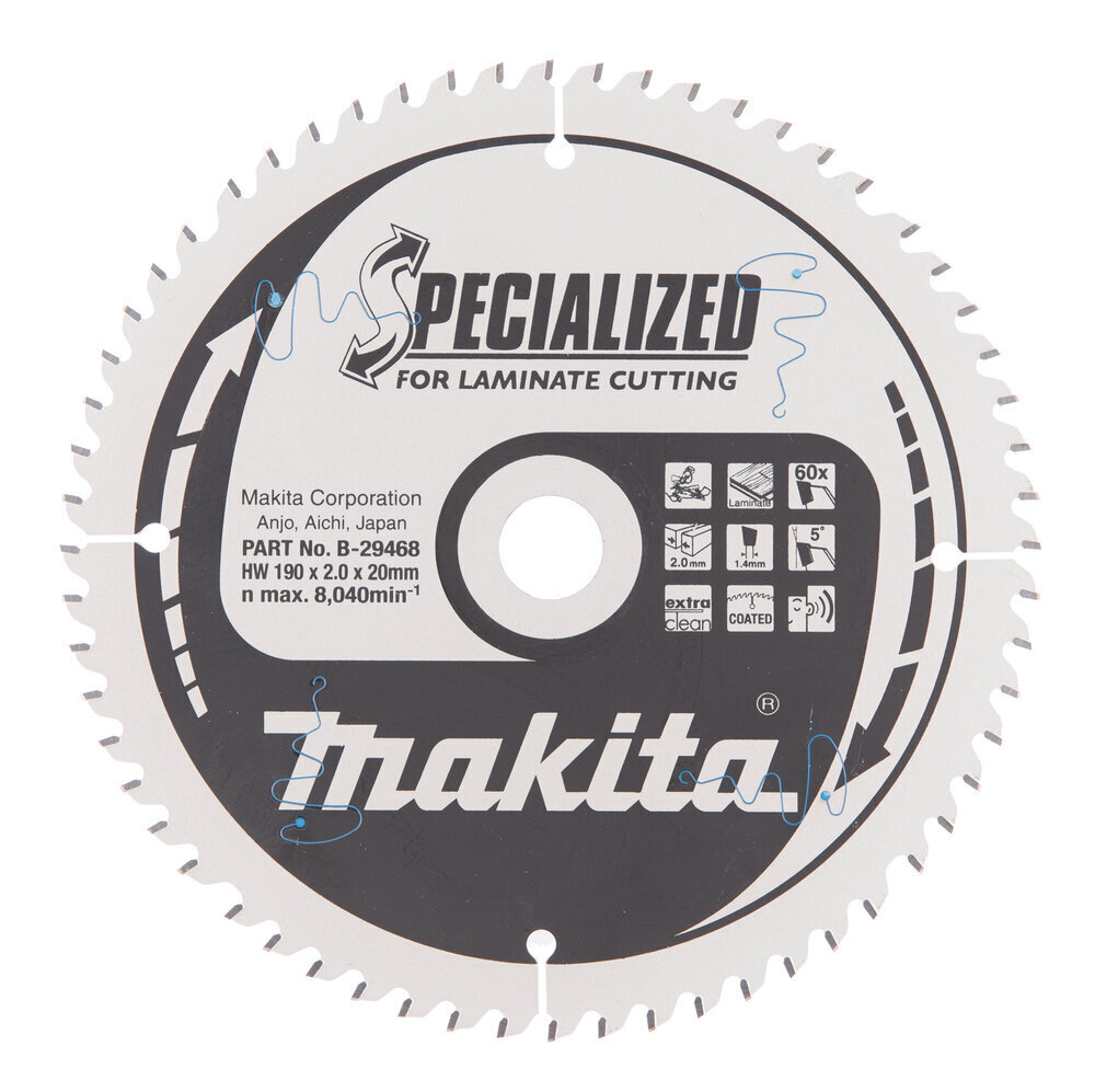 T.C.T saeketas 190 x 2 x 20 mm 5° T60 B-29468 Makita hind ja info | Käsitööriistad | kaup24.ee