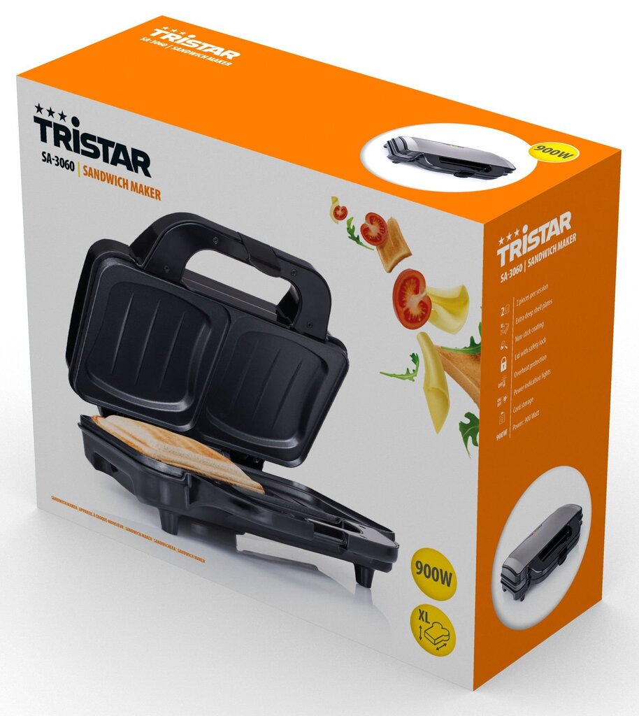 Tristar Sandwich Maker SA-3060 900 W, Number of plates 1, Number of pastry 2, Stainless Steel цена и информация | Võileivagrillid | kaup24.ee