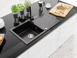 Graniidist köögivalamu Mexen Leo koos segisti ja sifooniga, Metallic black/silver+Black hind ja info | Köögivalamud | kaup24.ee