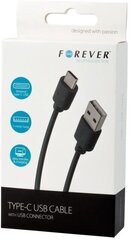 Välgulaadimiskaabel Forever USB-C, 1 m, must цена и информация | Кабели для телефонов | kaup24.ee