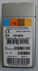 Батарейки Renata (ZA13.DP6) для слуховых аппаратов (Zinc-Air) цена и информация | Батарейки | kaup24.ee