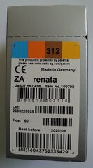 Батарейки Renata (ZA312.DP6) для слуховых аппаратов (Zinc-Air) цена и информация | Батерейки | kaup24.ee