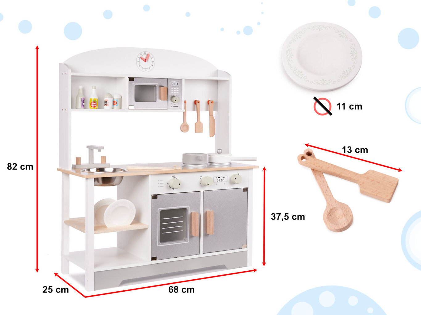Puidust lasteköök koos tarvikutega цена и информация | Tüdrukute mänguasjad | kaup24.ee