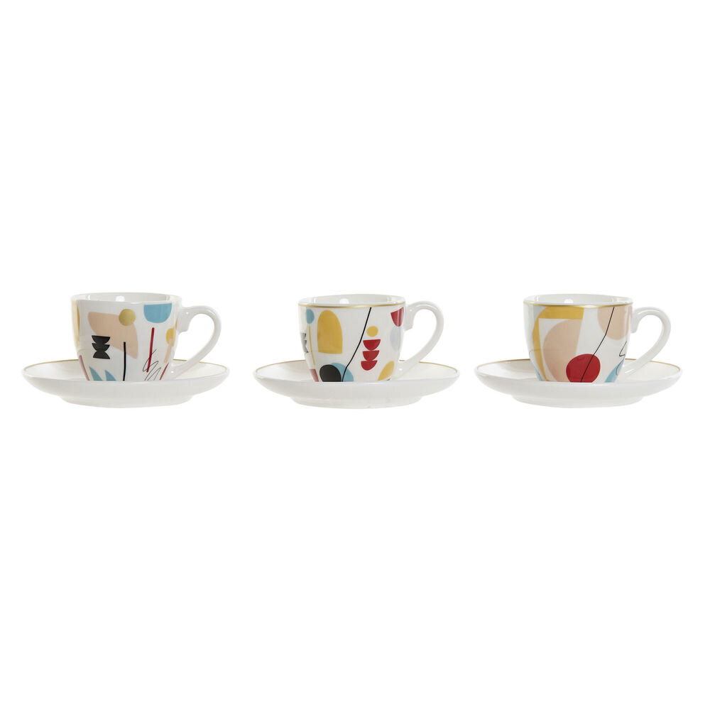 Set Šalica za Kavu DKD Home Decor Abstraktne Portselan Bone China (80 ml) (6 pcs) hind ja info | Klaasid, tassid ja kannud | kaup24.ee