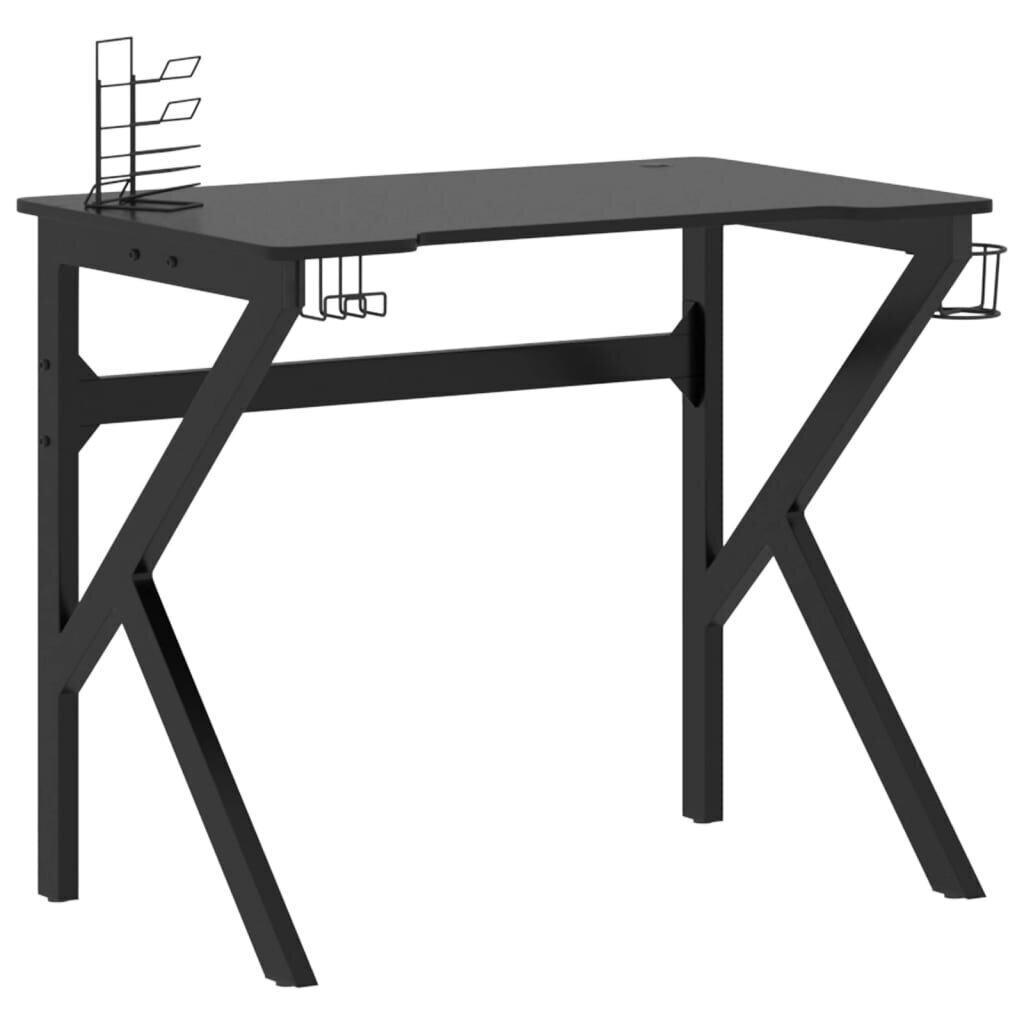 vidaXL K-kujuliste jalgadega mängulaud, must, 90x60x75cm hind ja info | Arvutilauad, kirjutuslauad | kaup24.ee