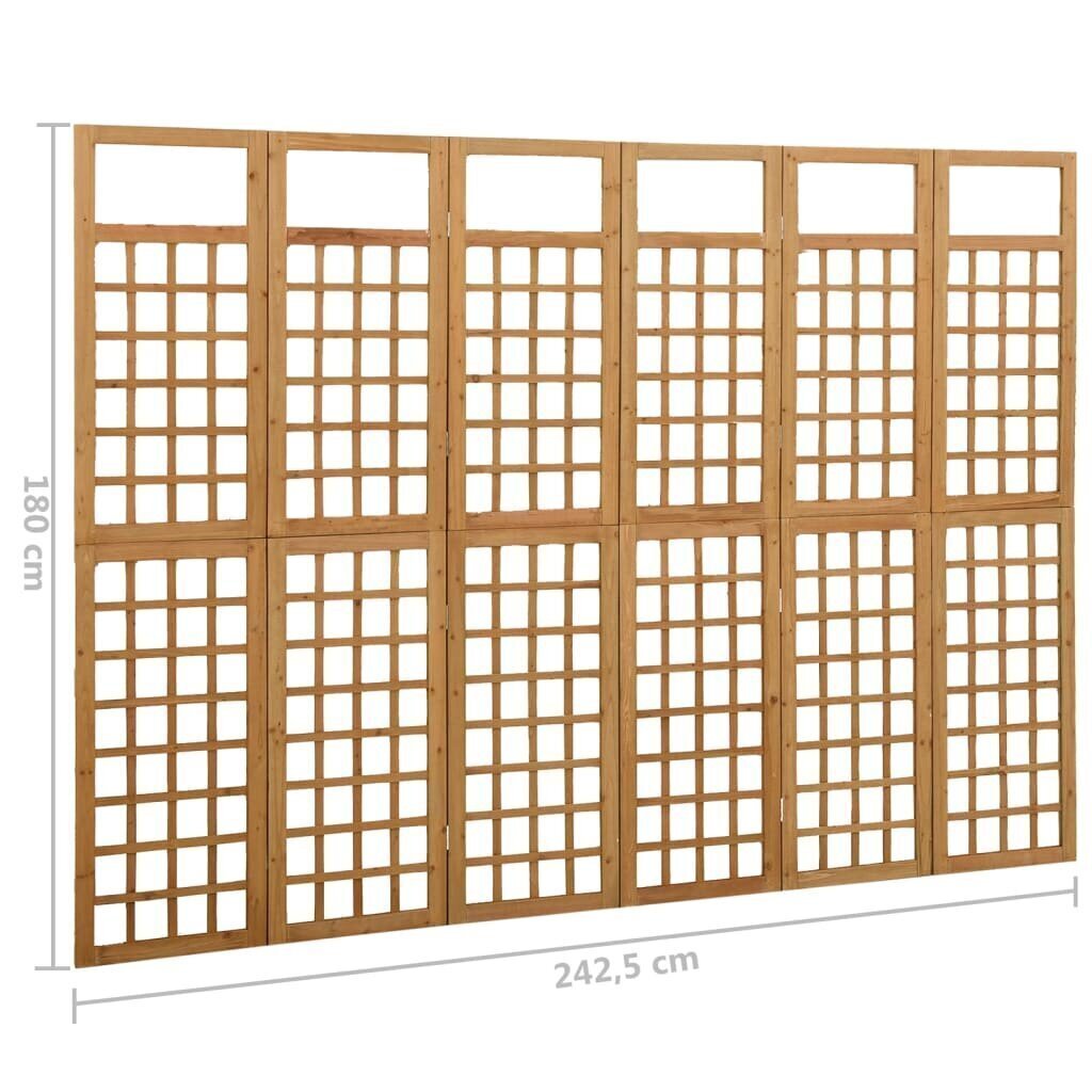 vidaXL ruumi vahesein / võre, 6 osa, 242,5x180cm, kuusk hind ja info | Sirmid ja vaheseinad | kaup24.ee