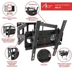 Teleri seinakinnitus, Art RAMT AR-51, (23-60), 50kg цена и информация | Кронштейны и крепления для телевизоров | kaup24.ee