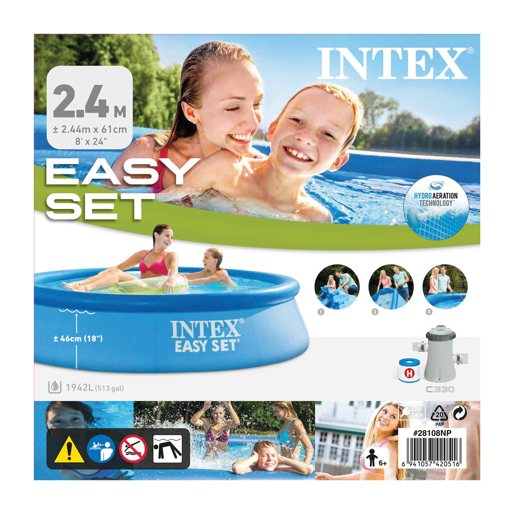 Bassein Intex Easy Set, koos filtriga, 244 x 61 cm hind ja info | Basseinid | kaup24.ee