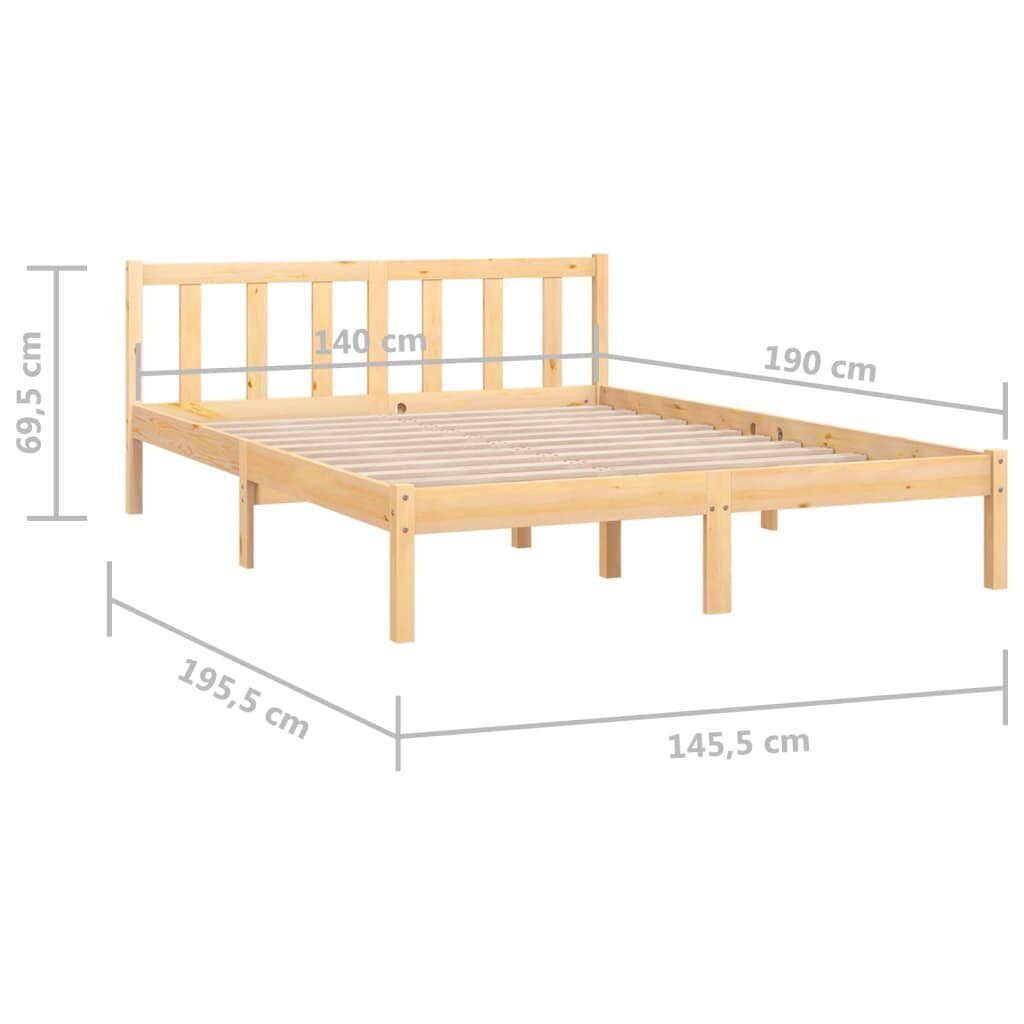 Voodiraam vidaXL, 140 x 190 cm, täismännipuit hind ja info | Voodid | kaup24.ee