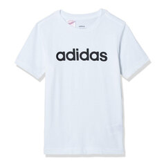 Laste Lühikeste varrukatega T-särk Adidas Essentials Linear Logo Valge (7-8 aastat) hind ja info | Poiste särgid | kaup24.ee