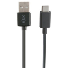 USB-C-kaabel-USB KSIX 3 m Must hind ja info | Mobiiltelefonide laadijad | kaup24.ee