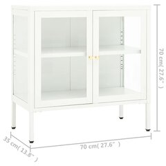 vidaXL Külgkapp, valge, 70x35x70cm, teras ja klaas hind ja info | Elutoa väikesed kapid | kaup24.ee