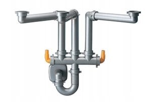 Компактный сифон для трьохкамерной мойки LIRA SPAZIO 3, серый цена и информация | Сифоны | kaup24.ee