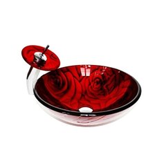 Комплект: умывальник из красного стекла со смесителем Roses VELDMAN цена и информация | Раковины | kaup24.ee