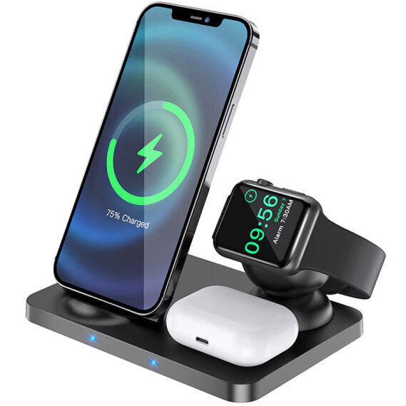 3in1 juhtmevaba laadimisdokk iPhone'i jaoks + Apple Watch + Airpods HOCO Ultra Charge CW33 | 5-15W, 2A цена и информация | Mobiiltelefonide laadijad | kaup24.ee