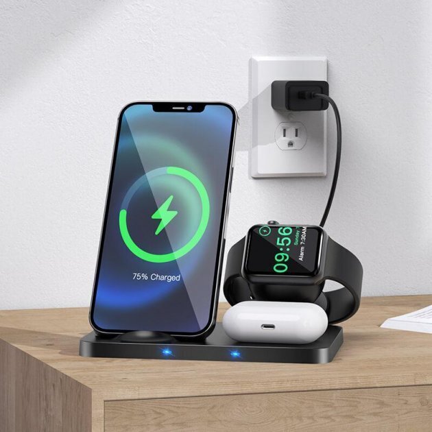 3in1 juhtmevaba laadimisdokk iPhone'i jaoks + Apple Watch + Airpods HOCO Ultra Charge CW33 | 5-15W, 2A цена и информация | Mobiiltelefonide laadijad | kaup24.ee