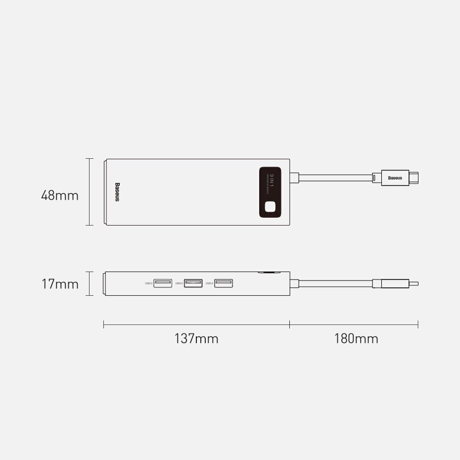 Hub 9in1 Baseus Metal Gleam Series, USB-C to 3x USB 3.0 + HDMI + USB-C PD + Ethernet RJ45 + microSD/SD + VGA цена и информация | USB jagajad, adapterid | kaup24.ee