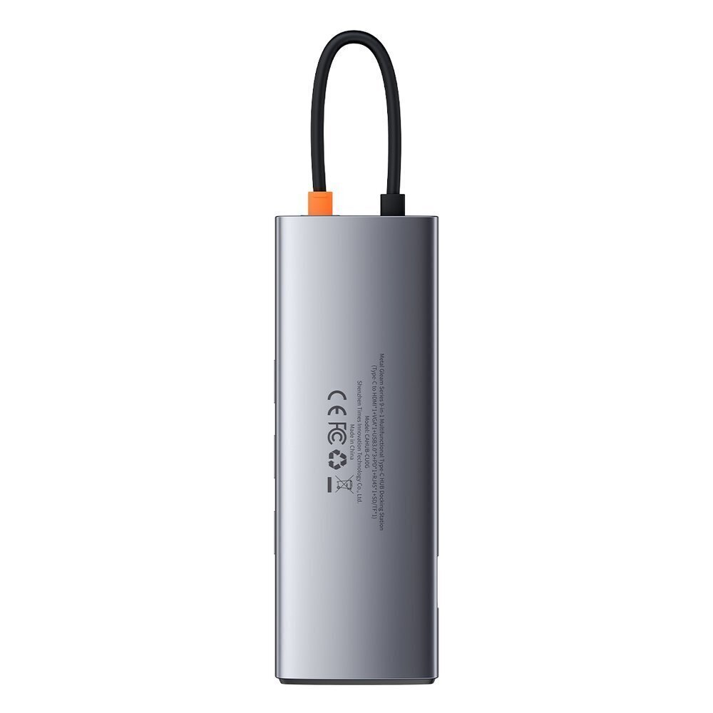Hub 9in1 Baseus Metal Gleam Series, USB-C to 3x USB 3.0 + HDMI + USB-C PD + Ethernet RJ45 + microSD/SD + VGA hind ja info | USB jagajad, adapterid | kaup24.ee