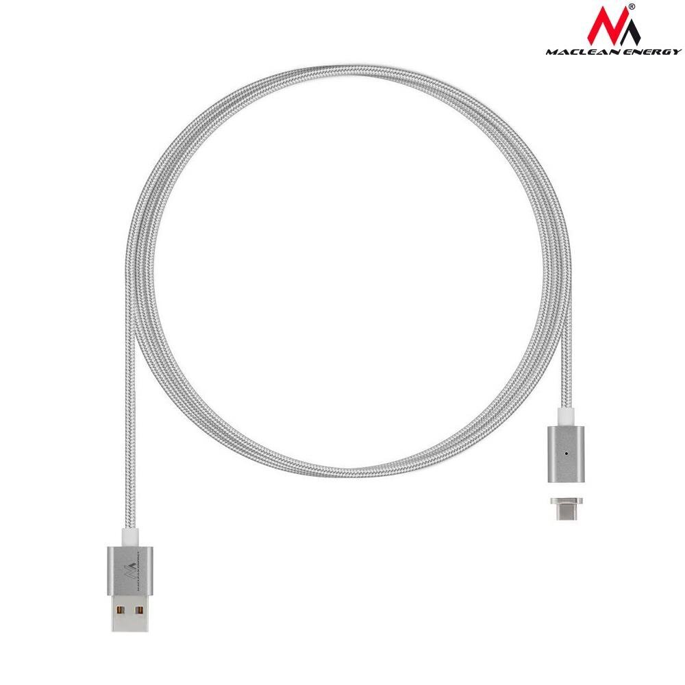 Magnetiline USB Type-C kaabel hõbedane Maclean Energy MCE178 hind ja info | Kaablid ja juhtmed | kaup24.ee