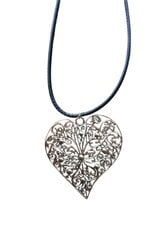 Ожерелье с серебряной подвеской в ​​форме сердца с плетеным черным кожаным шнуром и застежкой регулируемой длины цена и информация | Аксессуары для детей | kaup24.ee