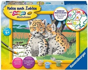 Värvimismaal Ravensburger, 18 x 24 cm "Leopardid", Li R28486 hind ja info | Maalid numbri järgi | kaup24.ee