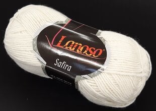 Нитки для вязания Lanoso Safira 100г; цвет белый 1 цена и информация | Принадлежности для вязания | kaup24.ee