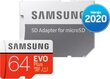 Samsung EVO Plus microSD 2020 64GB mälukaart цена и информация | Mobiiltelefonide mälukaardid | kaup24.ee