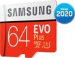 Samsung EVO Plus microSD 2020 64GB mälukaart цена и информация | Mobiiltelefonide mälukaardid | kaup24.ee