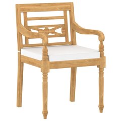 Batavia toolid patjadega vidaXL, 6 tk, täistiikpuust hind ja info | Aiatoolid | kaup24.ee