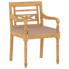 Batavia toolid patjadega vidaXL, 4 tk, täistiikpuust hind ja info | Aiatoolid | kaup24.ee