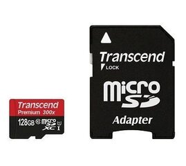 MEMORY MICRO SDXC 128GB W/ADAP/UHS-I TS128GUSDU1 TRANSCEND цена и информация | Карты памяти | kaup24.ee