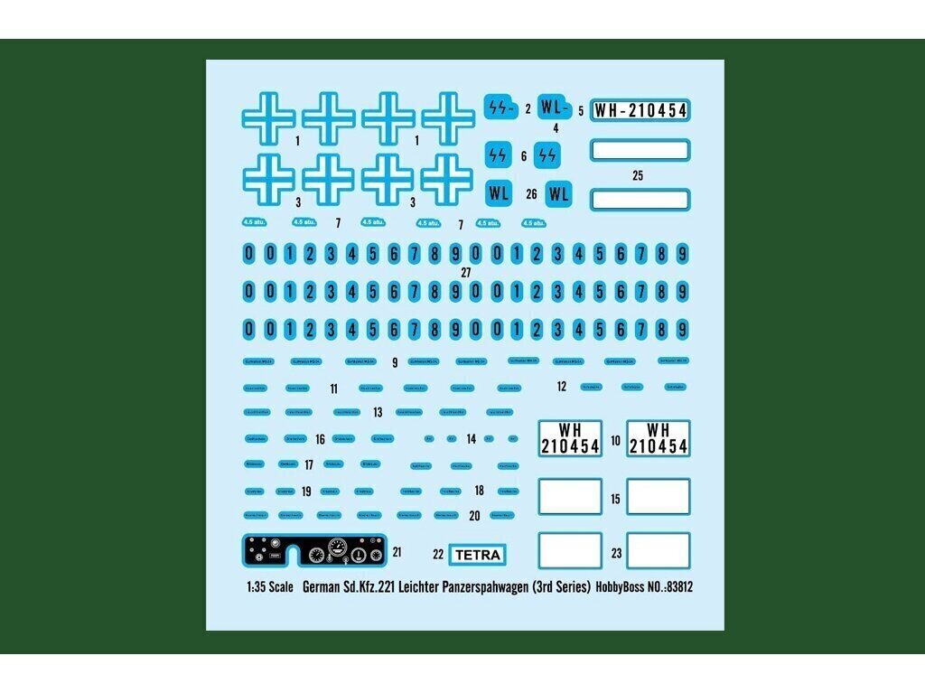Hobbyboss - German Sd.Kfz. 221 leichter Panzerspähwagen (3rd series), 1/35, 83812 hind ja info | Klotsid ja konstruktorid | kaup24.ee