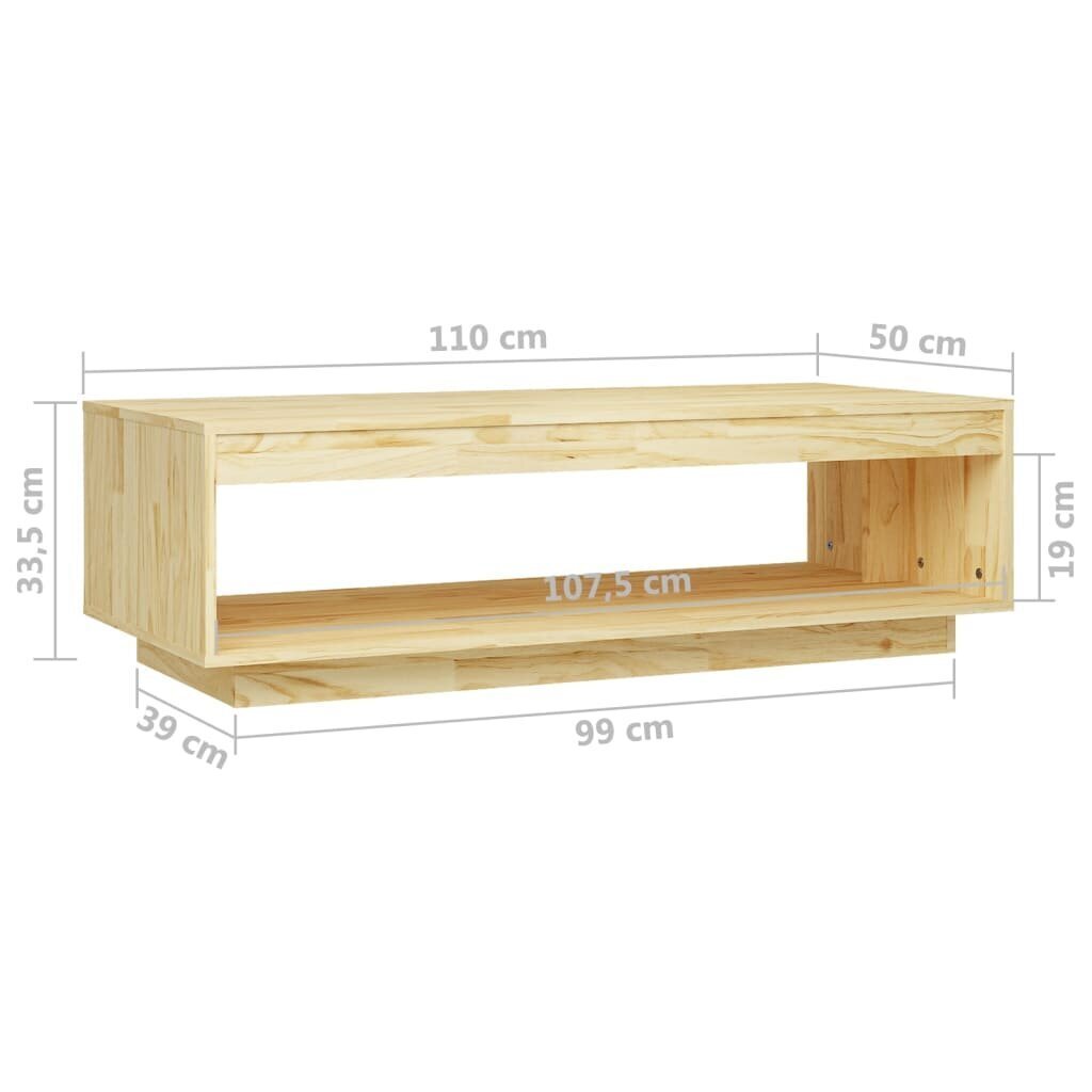 vidaXL Diivanilaud, 110x50x33,5cm, täis männipuidust hind ja info | Diivanilauad | kaup24.ee