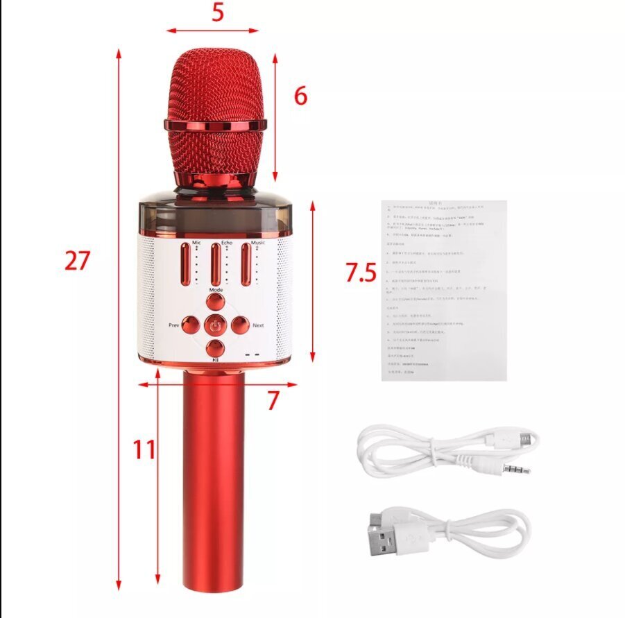 Juhtmeta Bluetooth-karaokemikrofon Q136 Valgusefektidega hind ja info | Mikrofonid | kaup24.ee