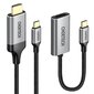 Choetechi komplekti adapter HUB USB Type C – HDMI 2.0 (3840 x 2160 @ 60Hz) hall (HUB-H12) + USB-kaabel Type C – HDMI (3840 x 2160 @ 60Hz) 2m hall (CH0021) цена и информация | Mobiiltelefonide kaablid | kaup24.ee