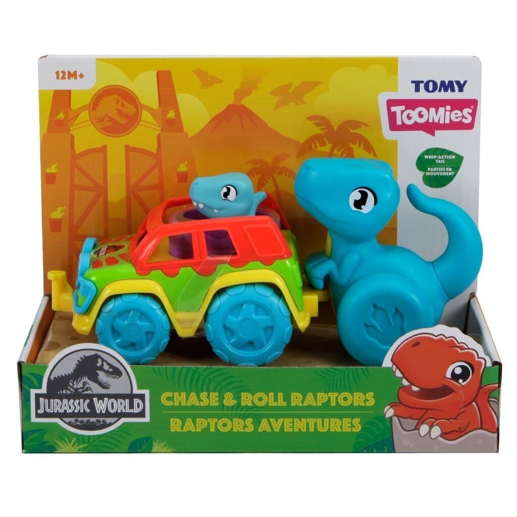 Autokomplekt koos dinosaurusega TOMY Chase & Roll Raptors, E73251 hind ja info | Imikute mänguasjad | kaup24.ee