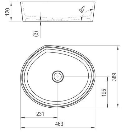 Pinnapealne kraanikauss Ravak Moon 3 46,3x38,9 cm hind ja info | Kraanikausid, valamud | kaup24.ee