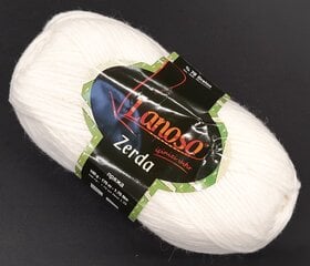 Нитки для вязания Lanoso Zerda 100г; цвет белый 955B цена и информация | Принадлежности для вязания | kaup24.ee