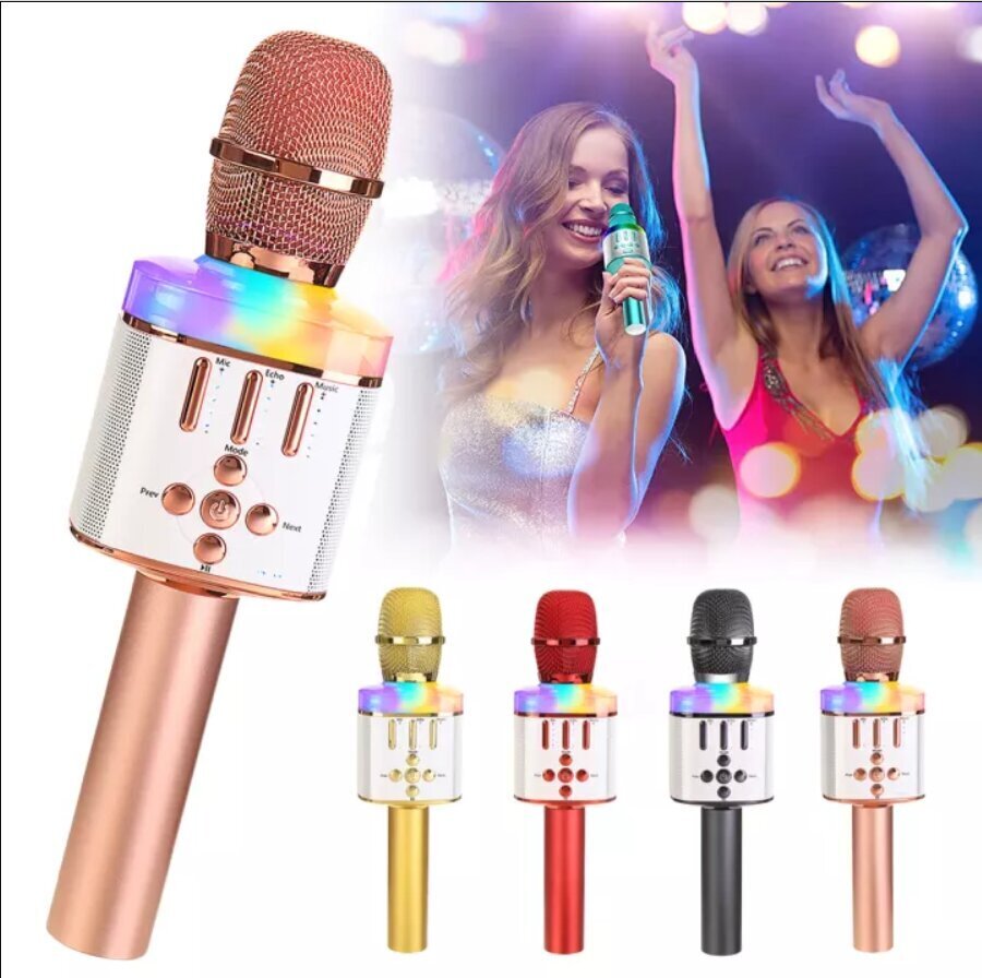 Juhtmeta Bluetooth-karaokemikrofon Q136 Valgusefektidega цена и информация | Mikrofonid | kaup24.ee
